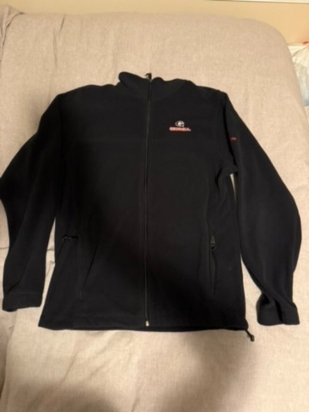University of Georgia UGA Columbia Zip Up Fleece Jacket Medium Black Cozy